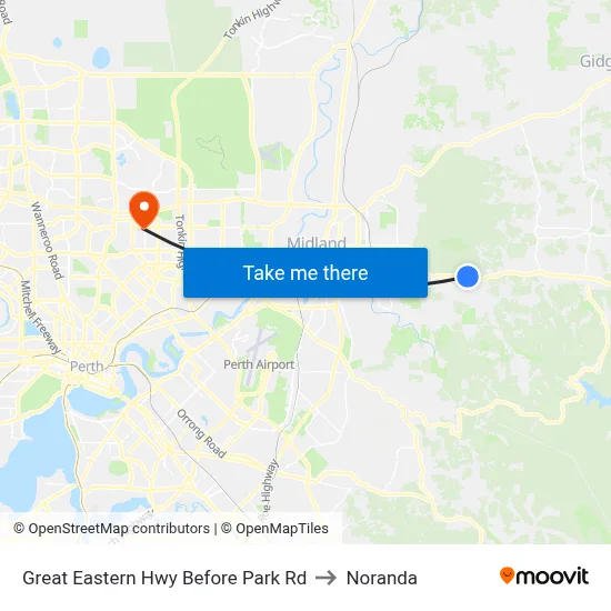 Great Eastern Hwy Before Park Rd to Noranda map