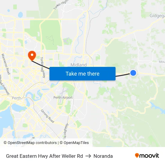 Great Eastern Hwy After Weller Rd to Noranda map