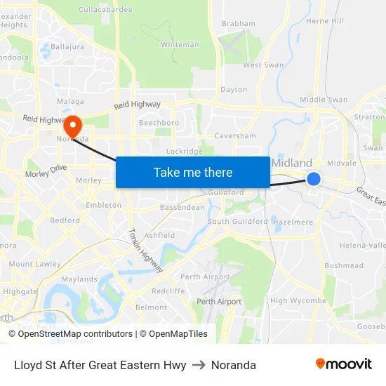 Lloyd St After Great Eastern Hwy to Noranda map