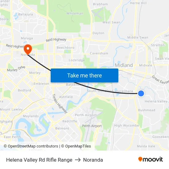 Helena Valley Rd Rifle Range to Noranda map
