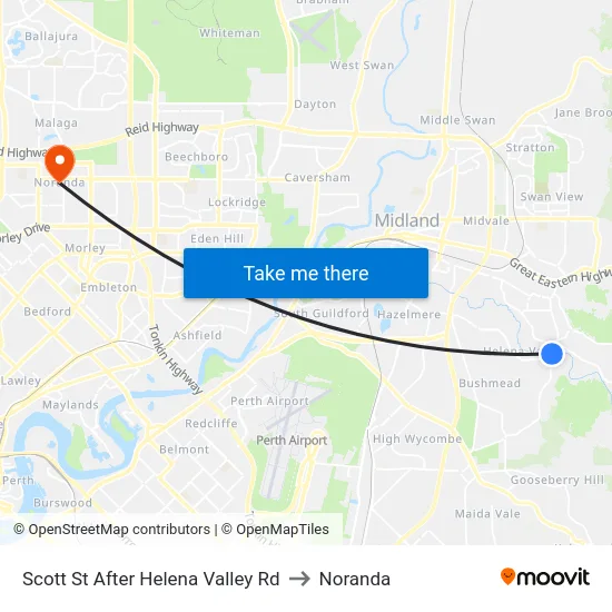 Scott St After Helena Valley Rd to Noranda map