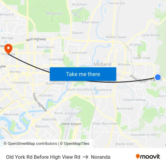 Old York Rd Before High View Rd to Noranda map