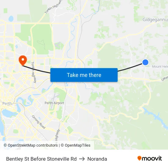 Bentley St Before Stoneville Rd to Noranda map