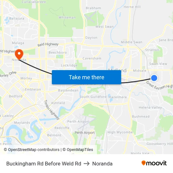 Buckingham Rd Before Weld Rd to Noranda map