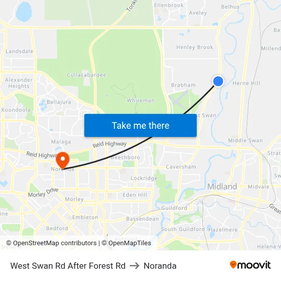 West Swan Rd After Forest Rd to Noranda map
