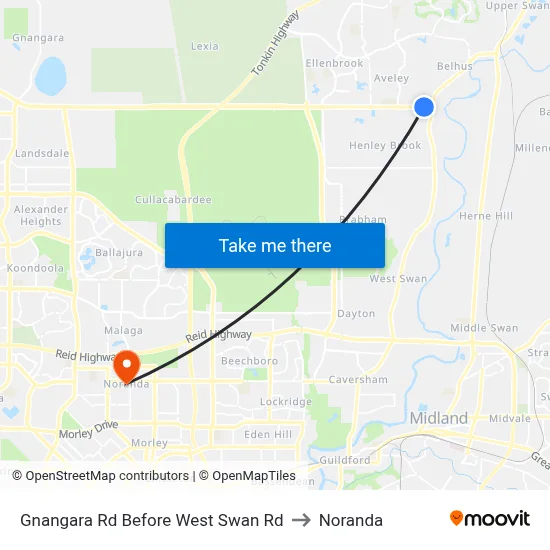 Gnangara Rd Before West Swan Rd to Noranda map