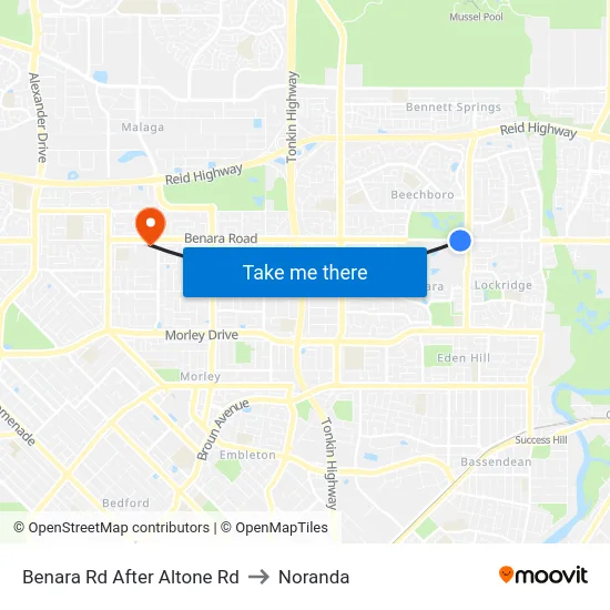 Benara Rd After Altone Rd to Noranda map