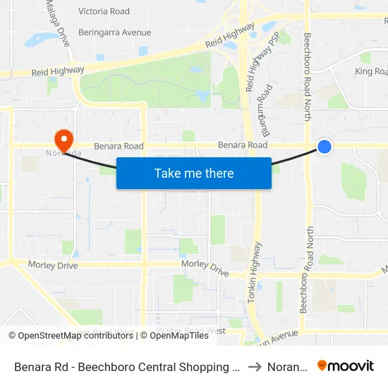 Benara Rd - Beechboro Central Shopping Ctr to Noranda map