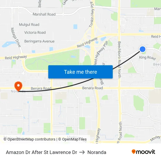 Amazon Dr After St Lawrence Dr to Noranda map