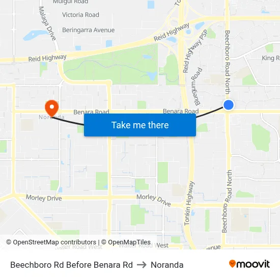 Beechboro Rd Before Benara Rd to Noranda map
