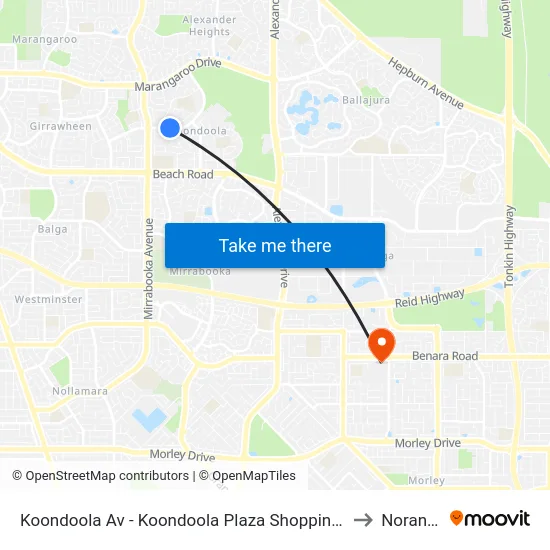 Koondoola Av - Koondoola Plaza Shopping Ctr to Noranda map