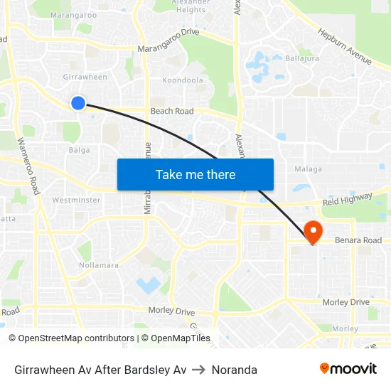 Girrawheen Av After Bardsley Av to Noranda map