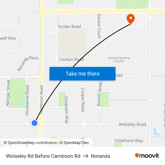 Wolseley Rd Before Camboon Rd to Noranda map