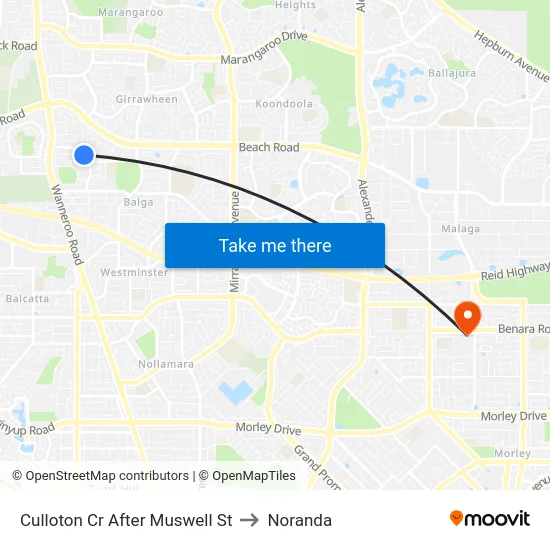 Culloton Cr After Muswell St to Noranda map