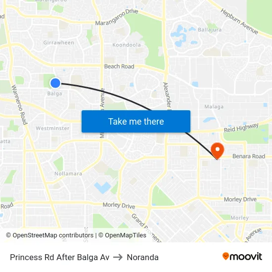Princess Rd After Balga Av to Noranda map