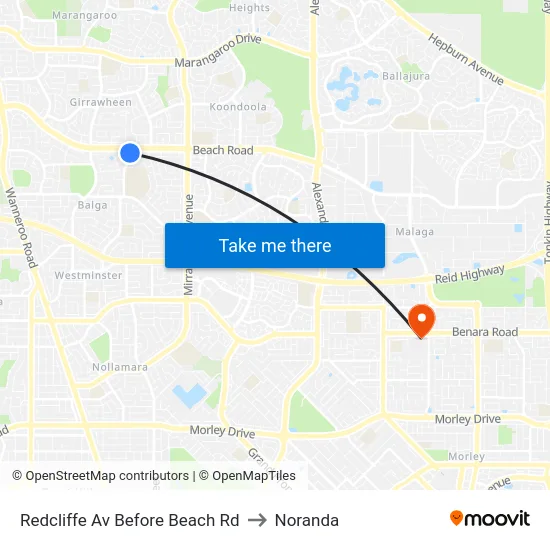 Redcliffe Av Before Beach Rd to Noranda map