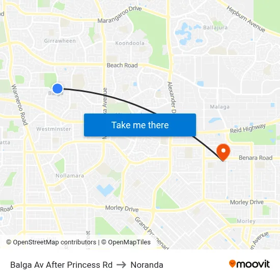Balga Av After Princess Rd to Noranda map