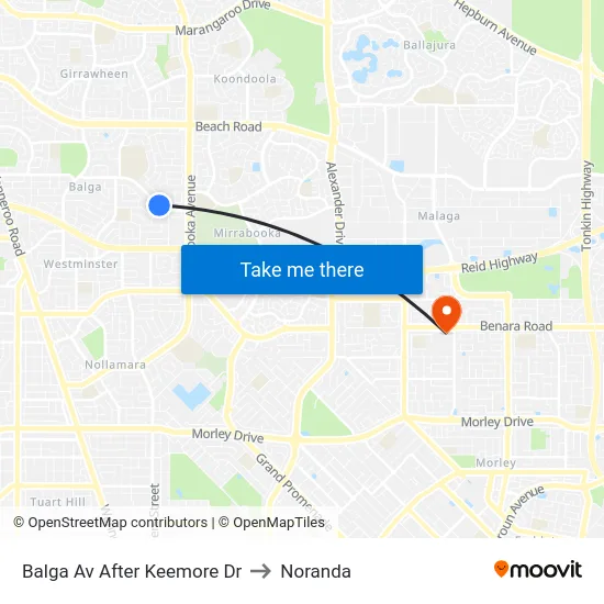 Balga Av After Keemore Dr to Noranda map