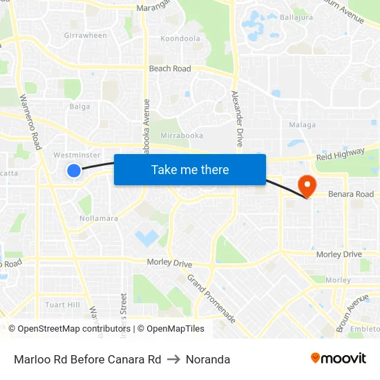 Marloo Rd Before Canara Rd to Noranda map