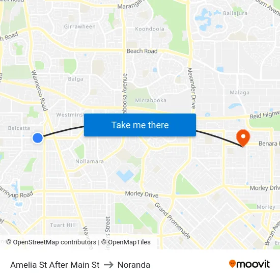 Amelia St After Main St to Noranda map
