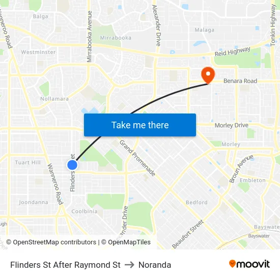 Flinders St After Raymond St to Noranda map