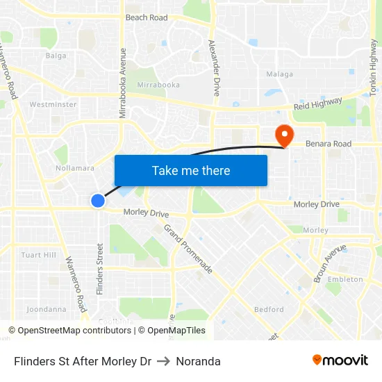 Flinders St After Morley Dr to Noranda map