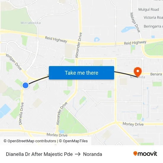 Dianella Dr After Majestic Pde to Noranda map