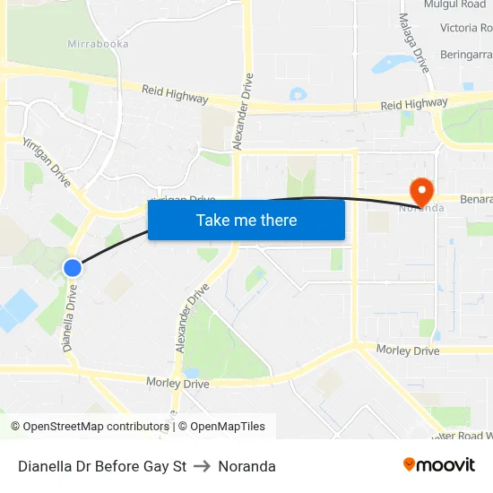 Dianella Dr Before Gay St to Noranda map