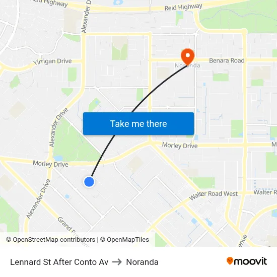 Lennard St After Conto Av to Noranda map