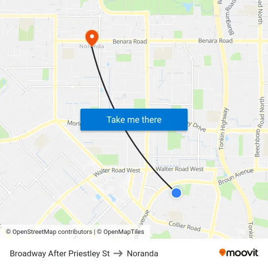 Broadway   After Priestley St to Noranda map