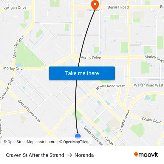 Craven St After the Strand to Noranda map