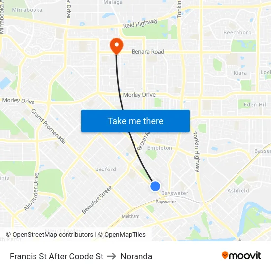 Francis St After Coode St to Noranda map