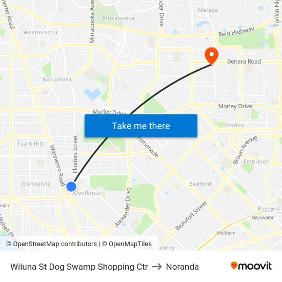 Wiluna St Dog Swamp Shopping Ctr to Noranda map