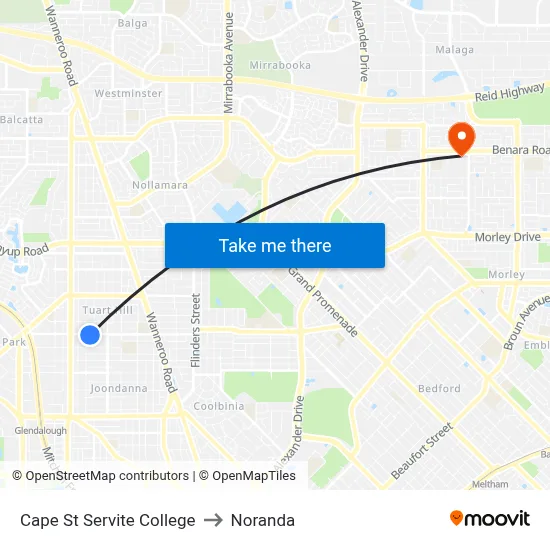 Cape St Servite College to Noranda map