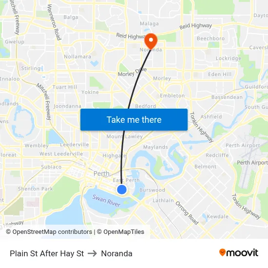 Plain St After Hay St to Noranda map