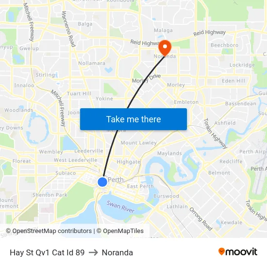 Hay St Qv1 Cat Id 89 to Noranda map