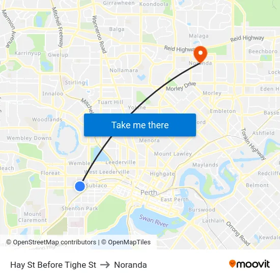 Hay St Before Tighe St to Noranda map