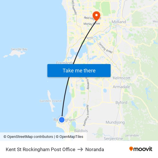 Kent St Rockingham Post Office to Noranda map