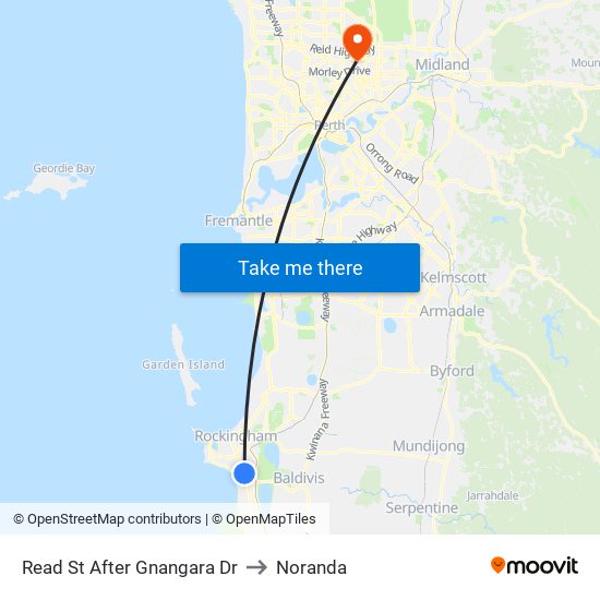 Read St After Gnangara Dr to Noranda map