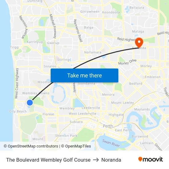 The Boulevard   Wembley Golf Course to Noranda map