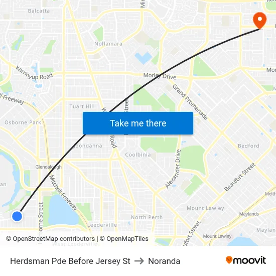 Herdsman Pde Before Jersey St to Noranda map