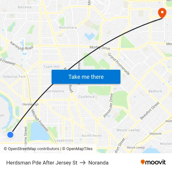 Herdsman Pde After Jersey St to Noranda map