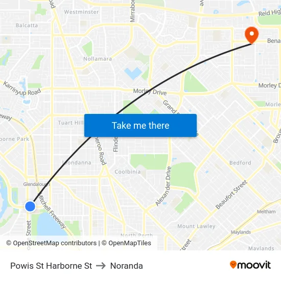 Powis St Harborne St to Noranda map