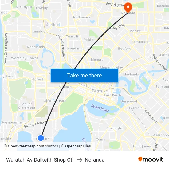 Waratah Av Dalkeith Shop Ctr to Noranda map