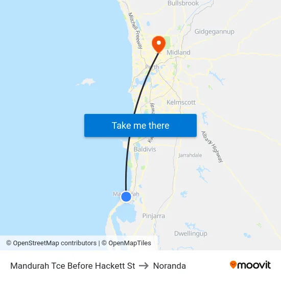 Mandurah Tce Before Hackett St to Noranda map