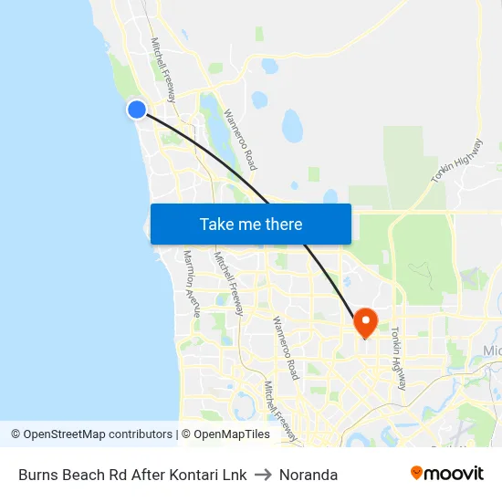 Burns Beach Rd After Kontari Lnk to Noranda map
