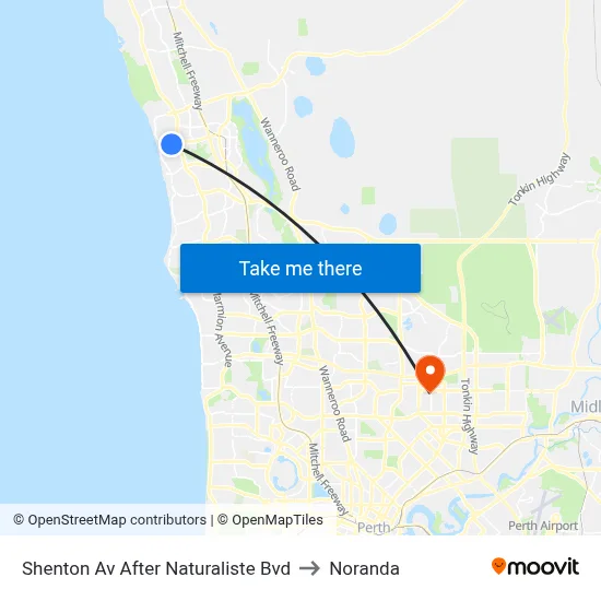Shenton Av After Naturaliste Bvd to Noranda map