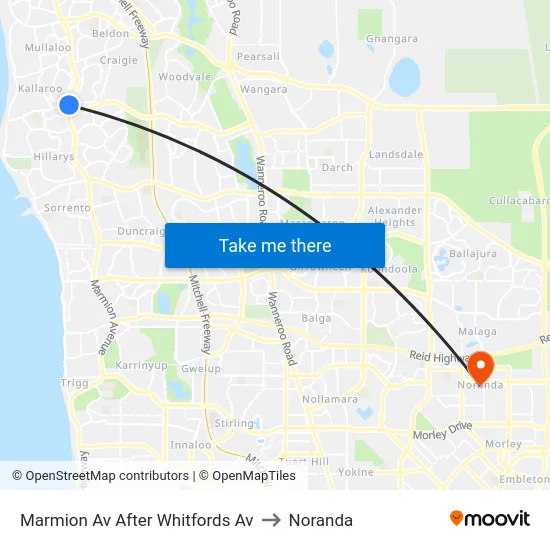 Marmion Av After Whitfords Av to Noranda map