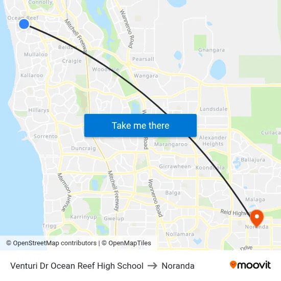Venturi Dr Ocean Reef High School to Noranda map