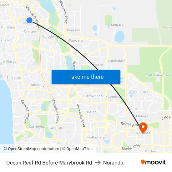 Ocean Reef Rd Before Marybrook Rd to Noranda map